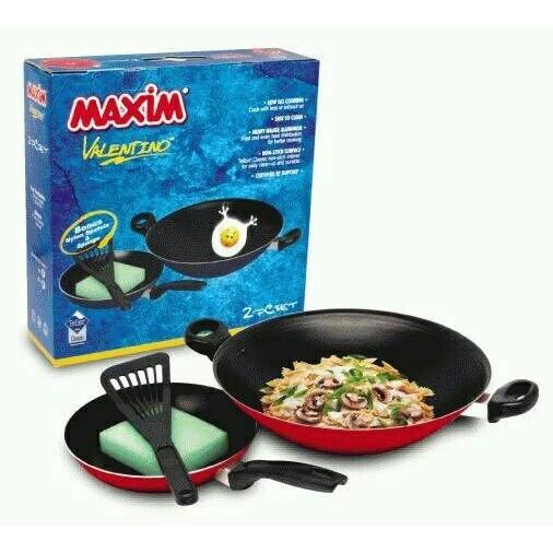 Maxim Wajan Valentino Set / Teflon / Merah Hitam - Uf1j2z