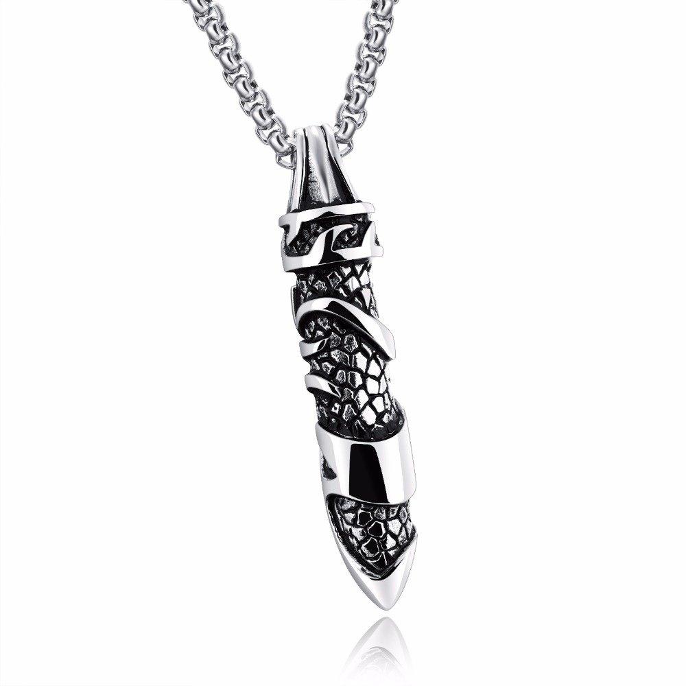 Emas/Hitam/Perak Warna Retro Kolom Kalung Keren Pria Perhiasan Stainless Steel Necklaces & Pendants For Men Gift -Intl