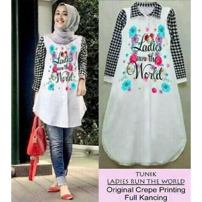 Vshop91jkt - tunix Ladies Tunik Kotak Baju Muslim Kemeja Kotak Kemeja Kerja Baju Muslimah Atasan Muslimah Pakaian Muslim Dress Muslim Kemeja Kerja Kemeja Polos Kemeja Wanita Baju Santai Blus Korean Style Blouse wanita Modern BajuTunik Polos Blus Wanita