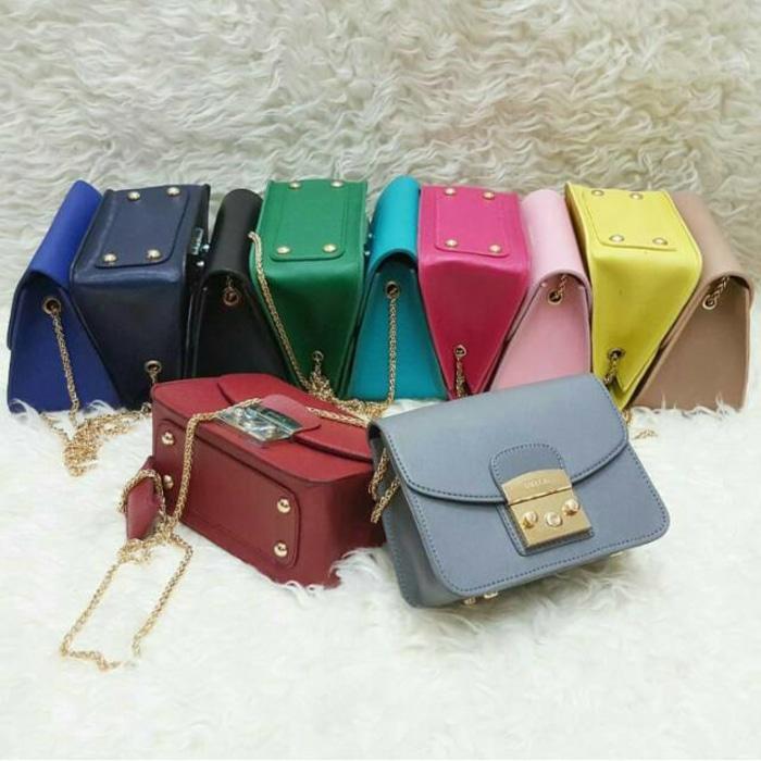 Tas Fashion Impor Furla Full Rantai Tali Metropolis Kecil Mini Premium