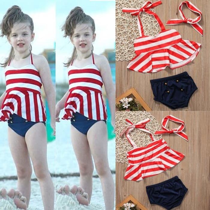 BAJU RENANG ANAK + HEADBAND IMPORT LUCU (1-3 TAHUN)