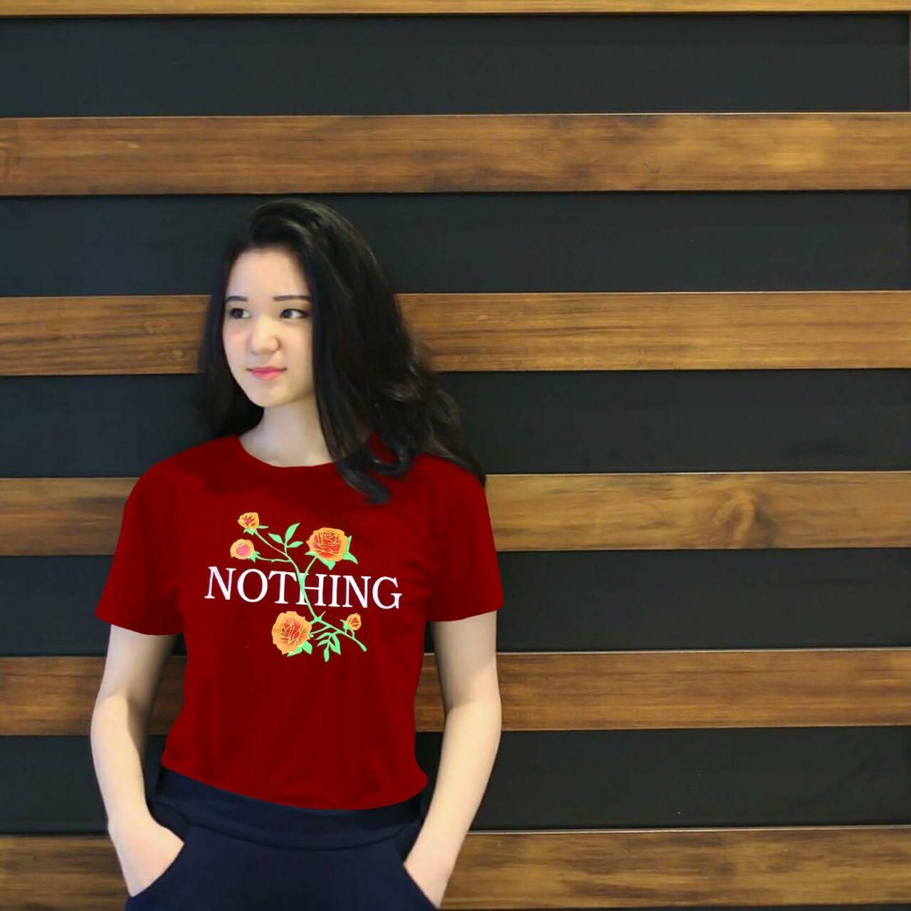 XV Kaos Wanita tee NOTHING / T-shirt Distro Wanita / Baju Atasan Kaos Cewek / Tumblr Tee Cewek / Kaos Wanita Murah / Baju Wanita Murah / Kaos Lengan Pendek / Kaos Oblong / Kaos Tulisan