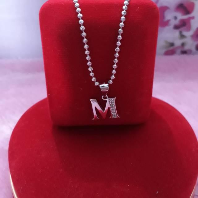 KALUNG HURUF PERAK 925 / PERHIASAN SILVER LAPIS EMAS PUTIH / KALUNG WANITA IMPORT /PERAK ASLI