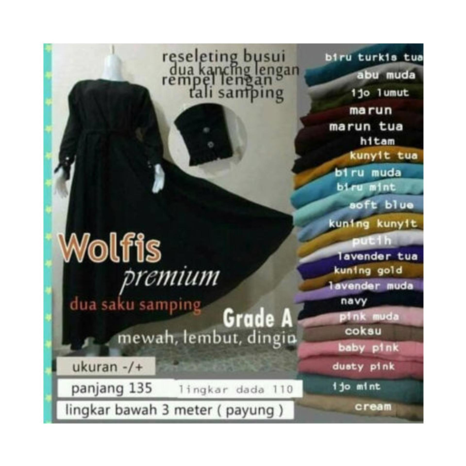 gamis polos wolfis wolvis wolpeach terbaru trendy