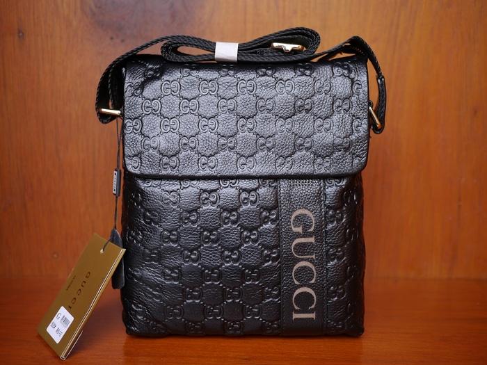 tas selempang kulit asli Gucci LT505 black - 69lMDC