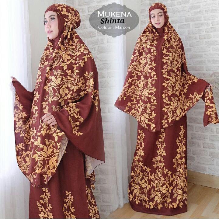 C01 Mukena Shinta 5 WARNA +tas Bahan katun fit XXL RED