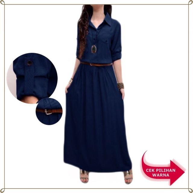 Maxi Rayon Polos / gamis santai & formal katun rayon Marun