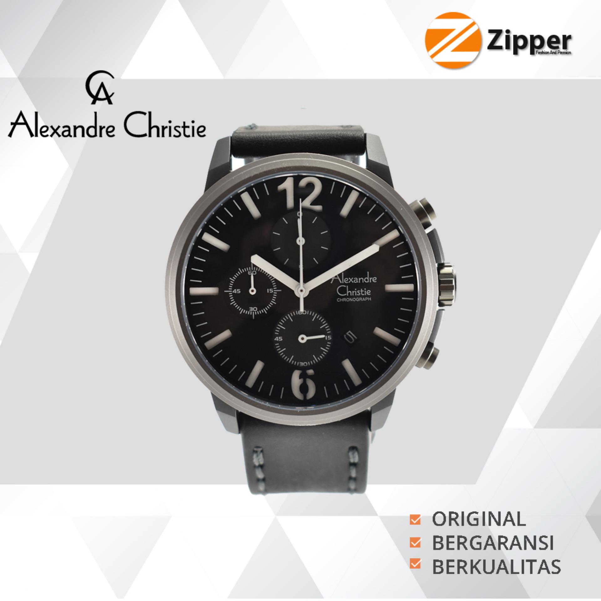 Alexandre Christie Chronograph Jam Tangan Pria Tali Kulit Analog Quartz AC6267 - Series PROMO