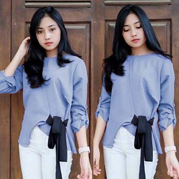 J&C Blouse Askar Blue / Blouse Wanita / Atasan Wanita / Blouse Korea / Atasan Muslim / Blouse Kasual / Casual Blouse
