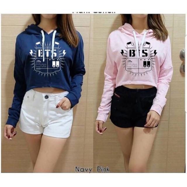 Damai Fashion - Sweater Crop Wilona Bts 2 Warna - Baju Murah Tanah Abang