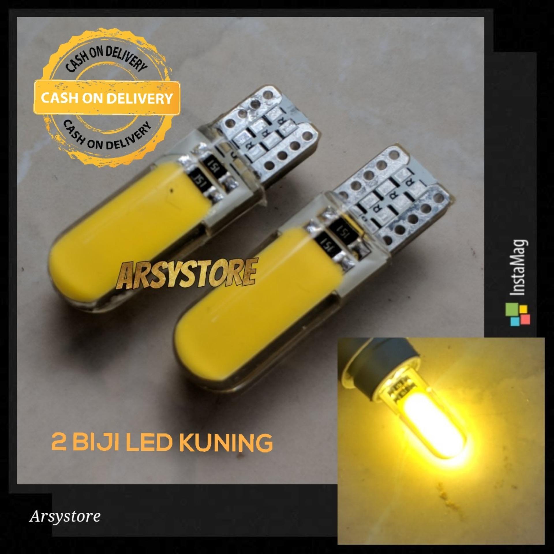 2 Biji Lampu LED T10 COB PLASMA SILICON Jelly METAL Soket Senja Sein Plat nomor mundur 12V Mobil Motor ARSYSTORE - KUNING