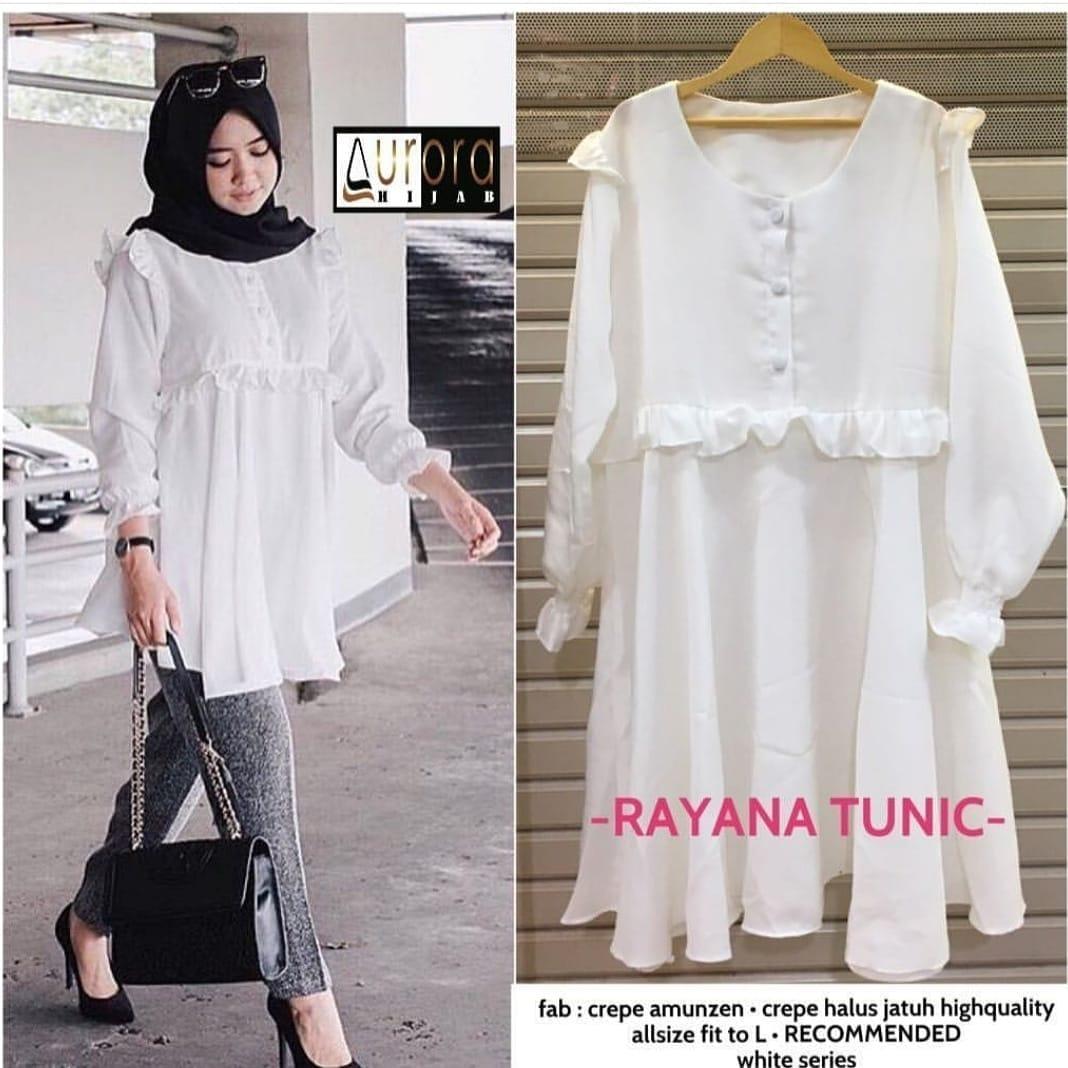 Baju Muslim Original Blus Rayana Tunik Panjang Blouse Casual Hijab Tunic Pakaian Terbaru 2018 Modern Fashion Baju Wanita Lengan Panjang Atasan akerja Trendy Modis