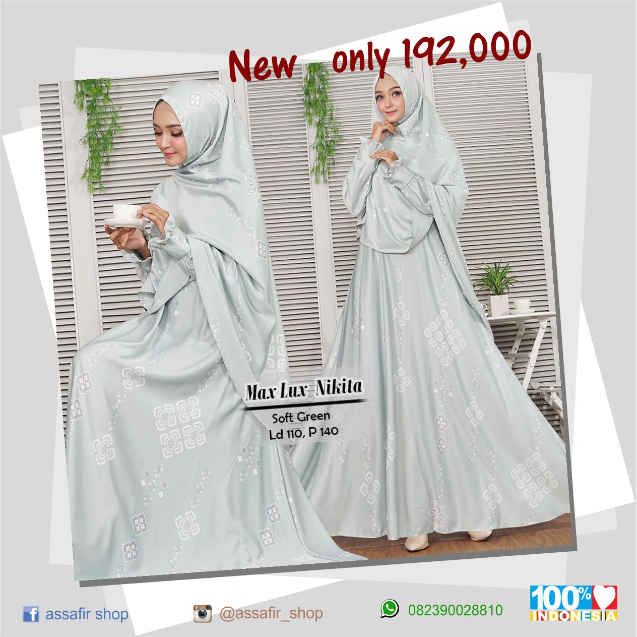 Set Gamis Syari Maxmara Nikita Gamis Motif Warna Kalem Busui Murah