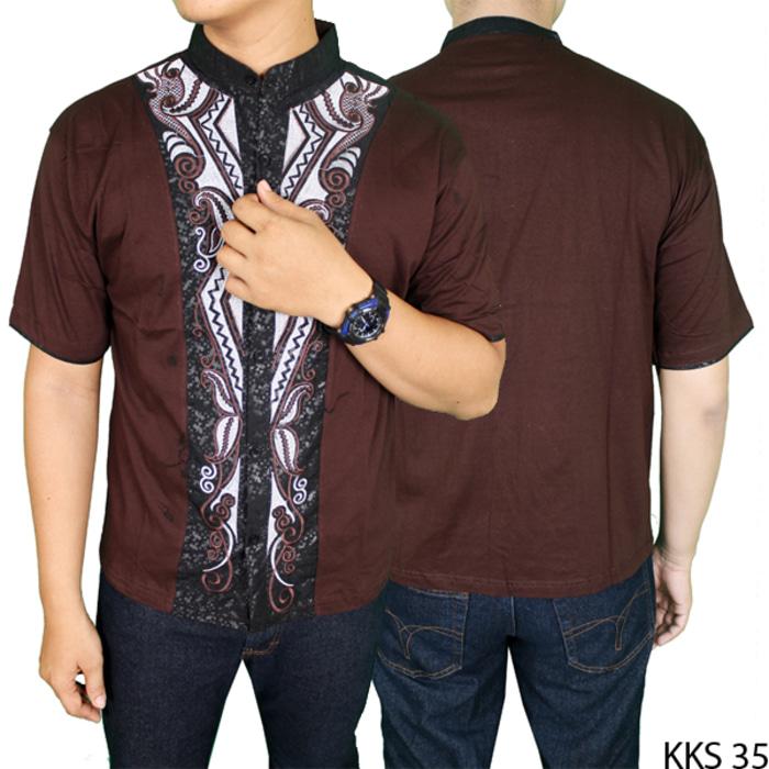 Baju Koko Gaul Lengan Pendek Katun Coklat Tua KKS 35