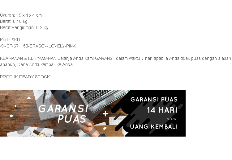 Spesifikasi dari BRASOV Original Eau De Parfum XX-CT-671153 Lovely 50 ml Perfume