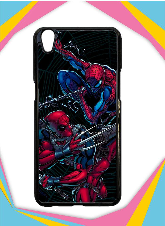 Casing Hardcase Custom OPPO A37 Deadpool Vs SpiderMan Z4228 Case Cover