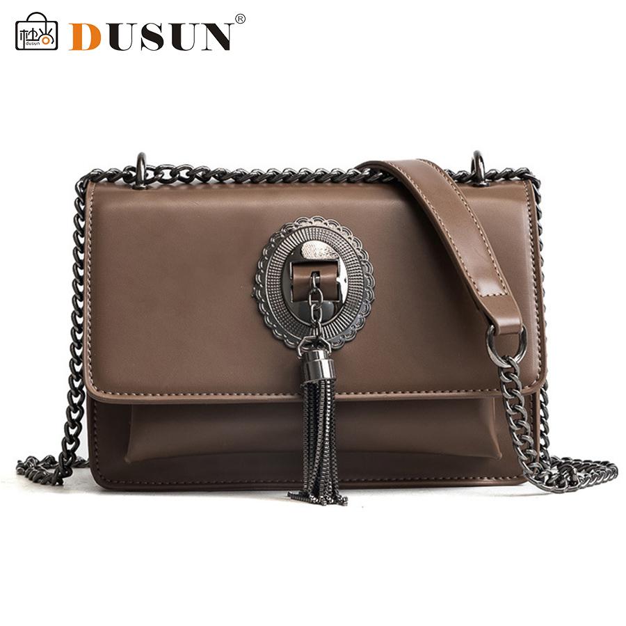 DUSUN 2018 Chains Messenger Bags Women Vintage Shoulder Bags Ladies Brand Designer Crossbody Bag Woman Pu Leather Bolsa Feminina - intl