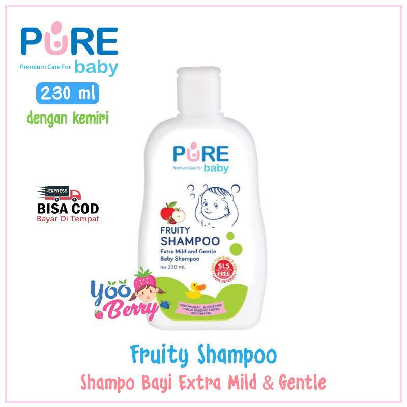 Pure Baby Shampoo Freshy & Fruity / Shampo Bayi & Anak dengan Ekstrak Kemiri Hypoallergenic 230 ml YooBerry