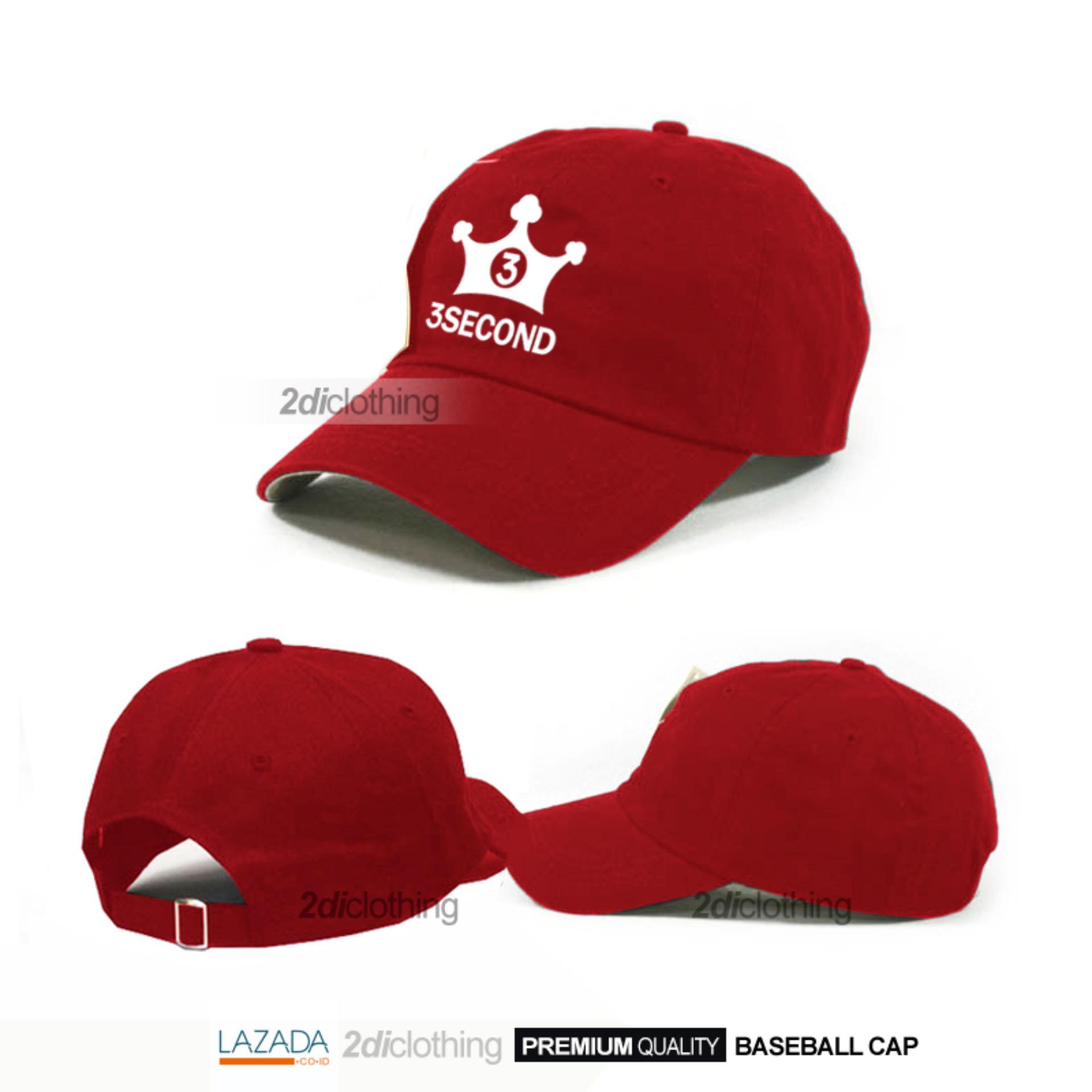 Topi distro 3second baseball Maroon premium