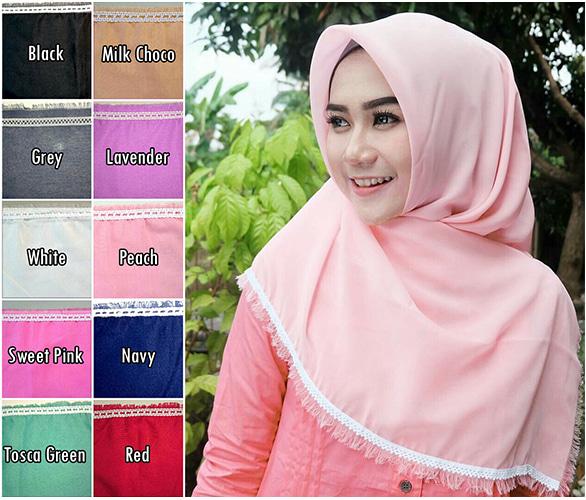 Segiempat Renda Rawis Hijab Jilbab Kerudung Syari Segi Empat