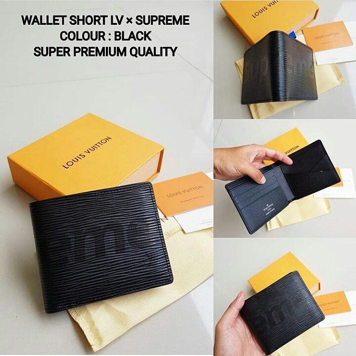 dompet wallet short Louise Vuitton damier x supreme full black