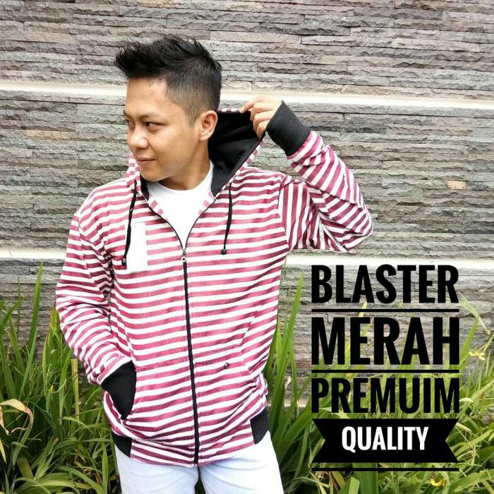 JAKET BLASTER HOODIE MAROON ABU - JAKET BELANG STRIPE GROSIR MURAH