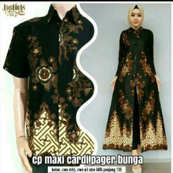 Maxi cardi couple pager bunga batik hijab Sogan