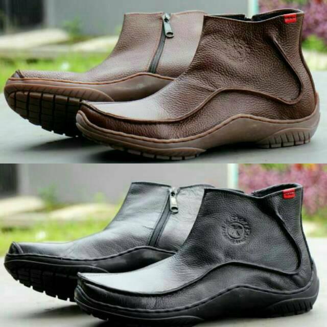 Sepatu Kickers Pantofel Boots Zipper Leather Boot Formal Pantopel Kulit Jeruk