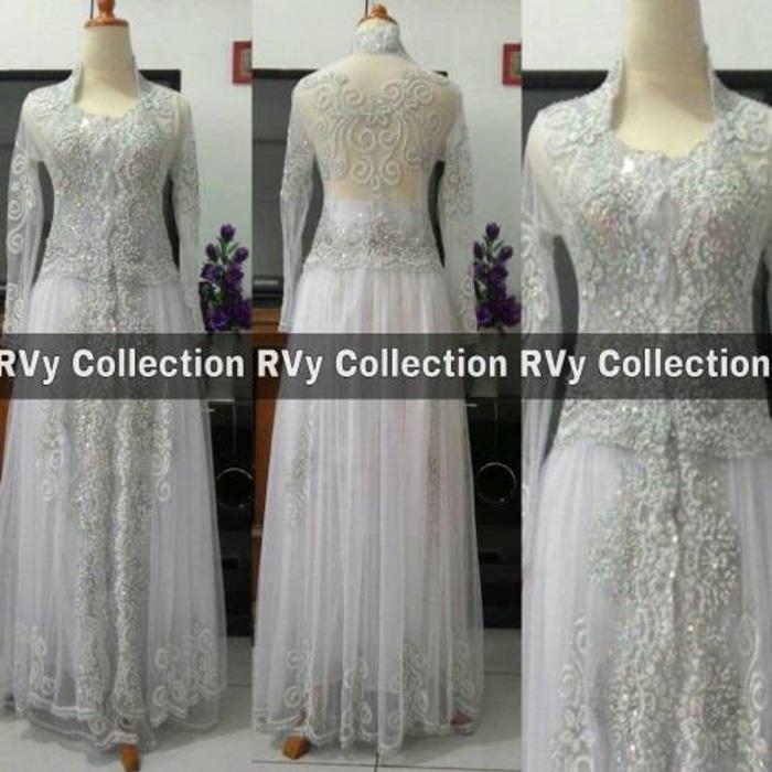 Set Kebaya Abaya Akad Nikah Putih Pengantin Resepsi Muslim Original