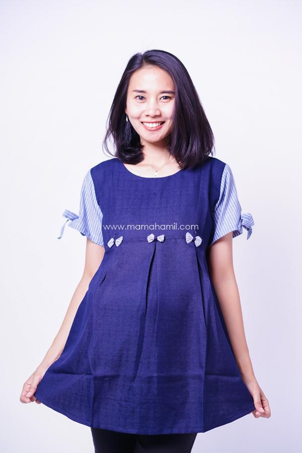 Mama hamil Baju Hamil Menyusui Blouse Lengan Pendek Pita Kado Lengan Salur - SD 315 / Baju Hamil Untuk Kerja / Baju Hamil Muslim / Baju Hamil Seksi Baju Hamil Gamis / Baju Hamil Kerja Modis / Baju Hamil batik / Baju Hamil Menyusui
