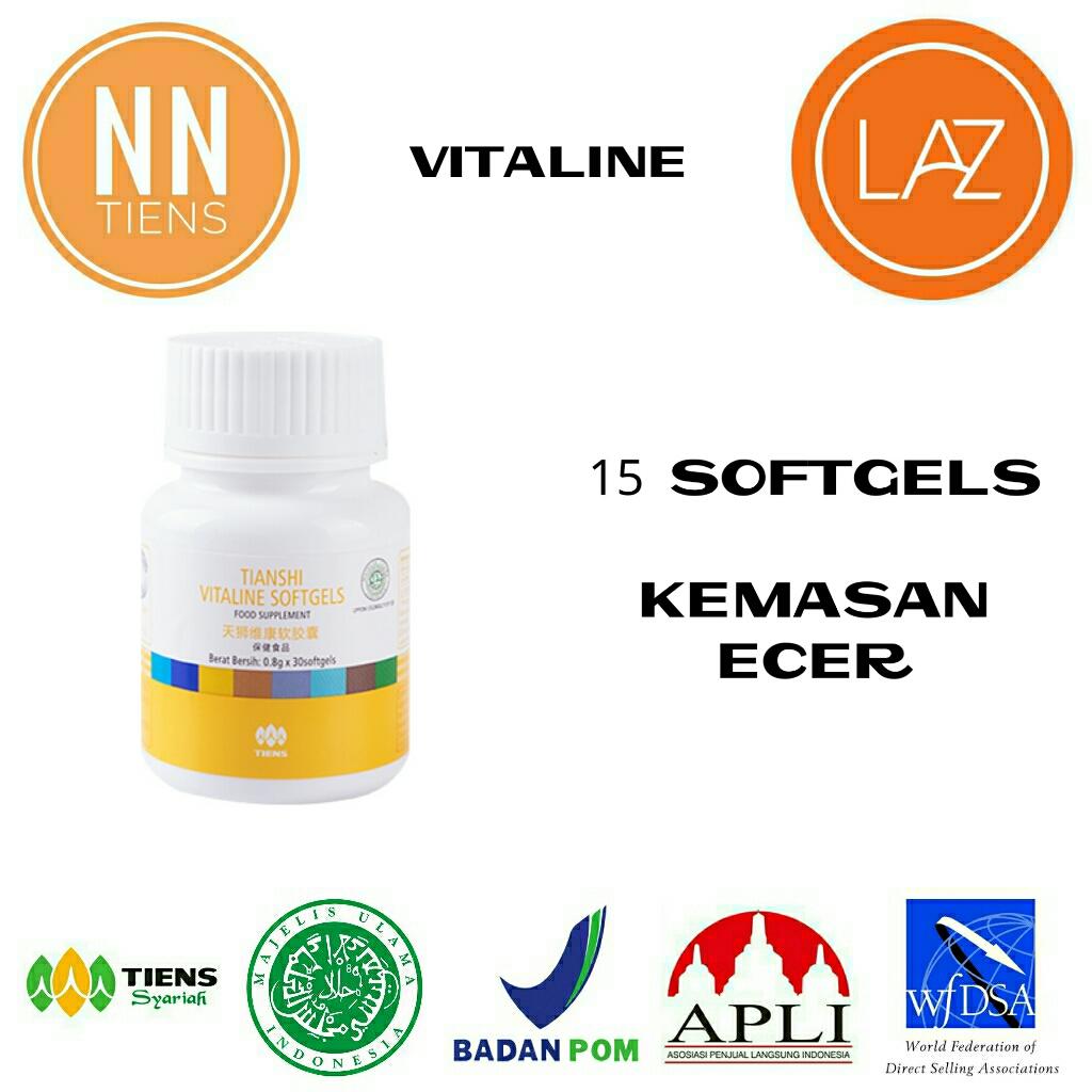 NN Tiens Vitaline Softgels, Supplemen Kesehatan / Nutrisi / Serum / Pemutih Tubuh, Kulit, Wajah,Vitamin E, Anti-oksidan, Anti Aging/ Penuaan Dini, Herbal Alami Halal Terbaik Tianshi Promo (800 mg x 15 softgels) + Gratis Kartu Member NN Tiens