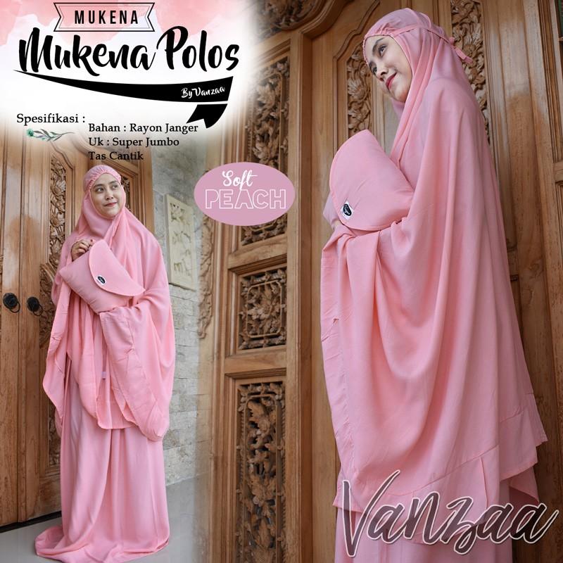 Mukena Polos SOFT PEACH | Mukenah Polosan Renda Vanzaa Jannah Najwa Dezaya BAli