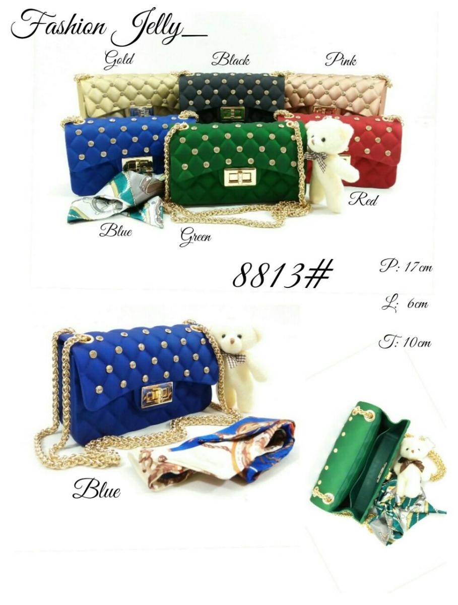 tas jelly matte mini diamond bag jely manik manik jeli import selempang rantai goll free boneka dan syall
