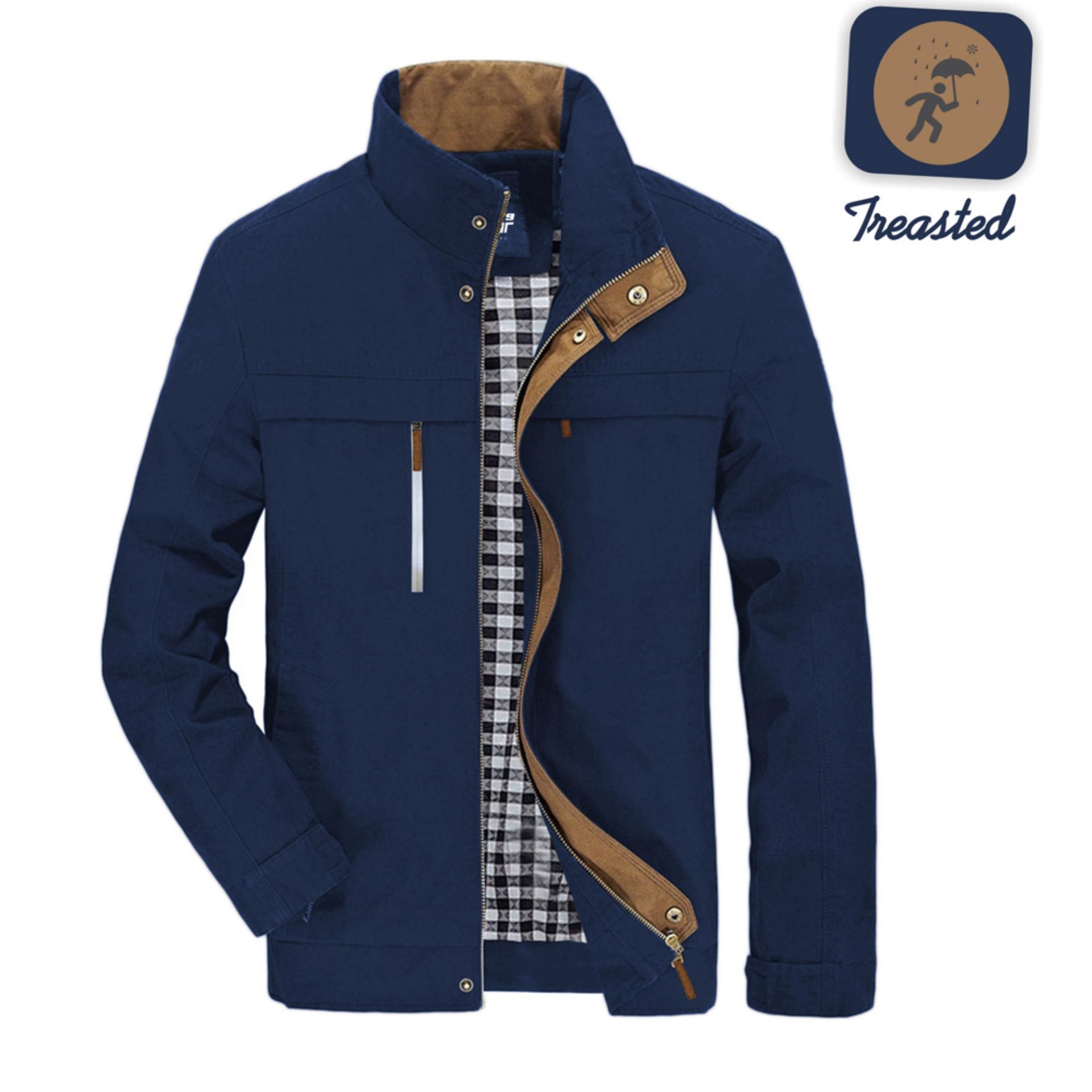 jaket polos treasted navy dan black tersedia dua warna parasut waterproof