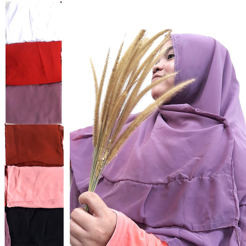 Delice Hijab Kepala Kerudung Leila Jilbab Instan Syari Khimar Polos Tanpa Pet 2 Layer Instant Langsung Pakai Women Fashion Wanita Muslim Muslimah Bahan Sifon Chiffon Pengajian Sehari-hari Penutup Pelindung Kepala Simple Adem Nyaman