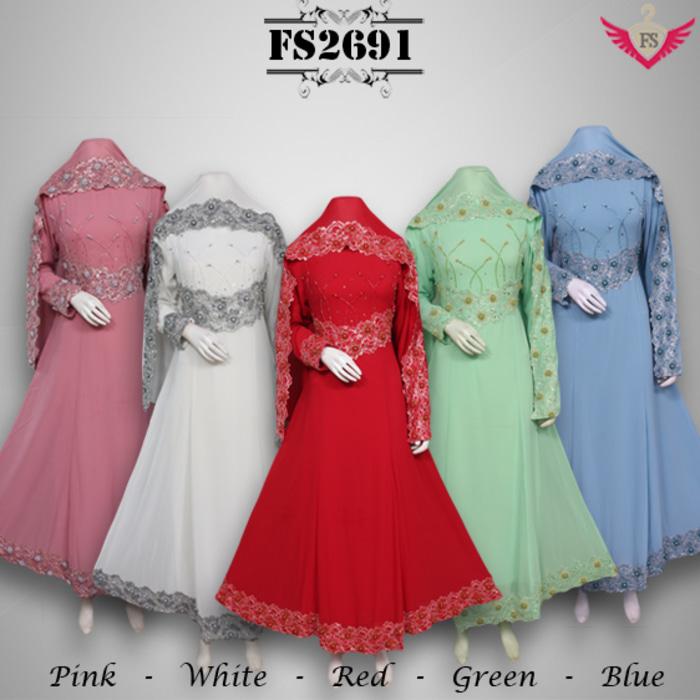 GAUN PESTA ELEGANT - CERUTY PAYET - GAUN ANGELINA PLUS PASHMINA