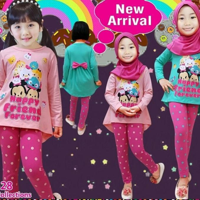 PROMO SALE BAJU SETELAN MUSLIM ANAK PEREMPUAN LITTLE PINEAPPLE TSUM HAPPY FRIEND FZ001XO