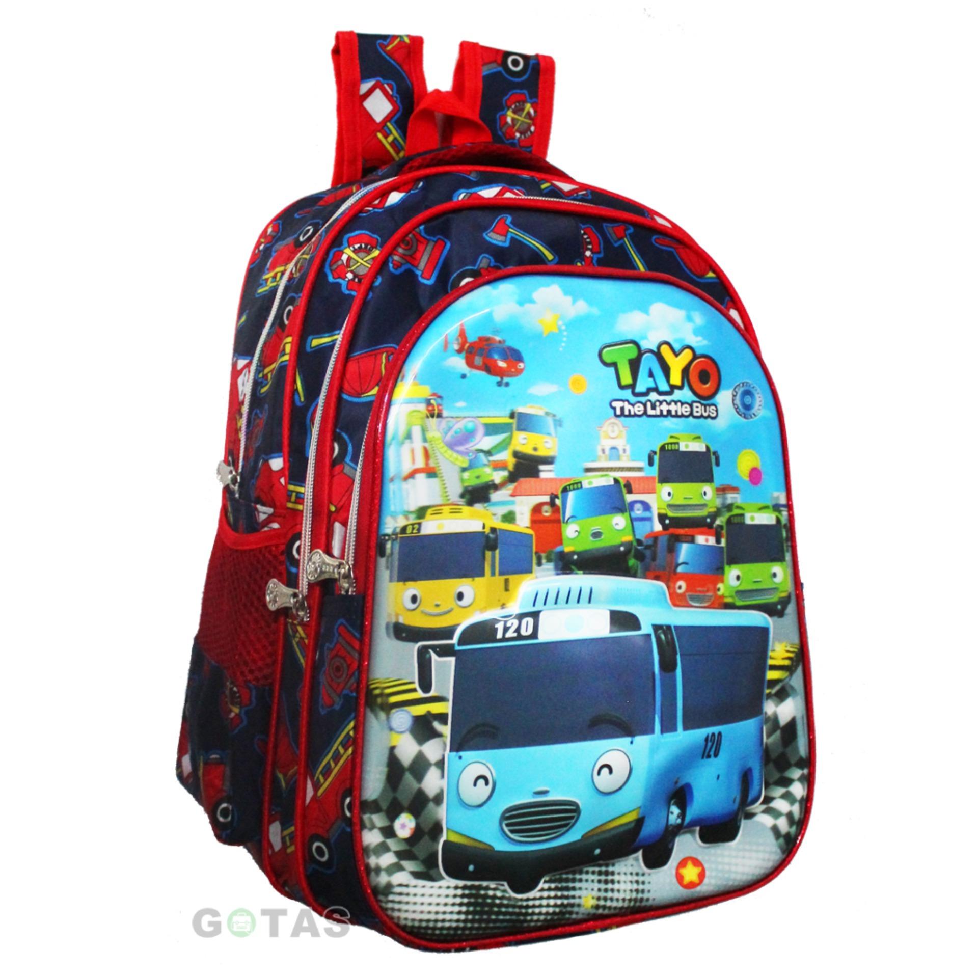Tas Anak Sekolah SD Karakter TAYO 7D 3Kantong 1668 Tas Impor