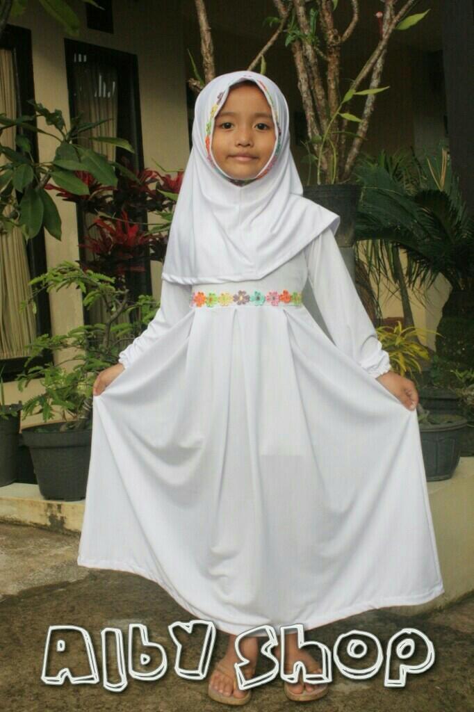 Baju Muslim Gamis Anak Perempuan Simple Dan Cantik Warna Putih