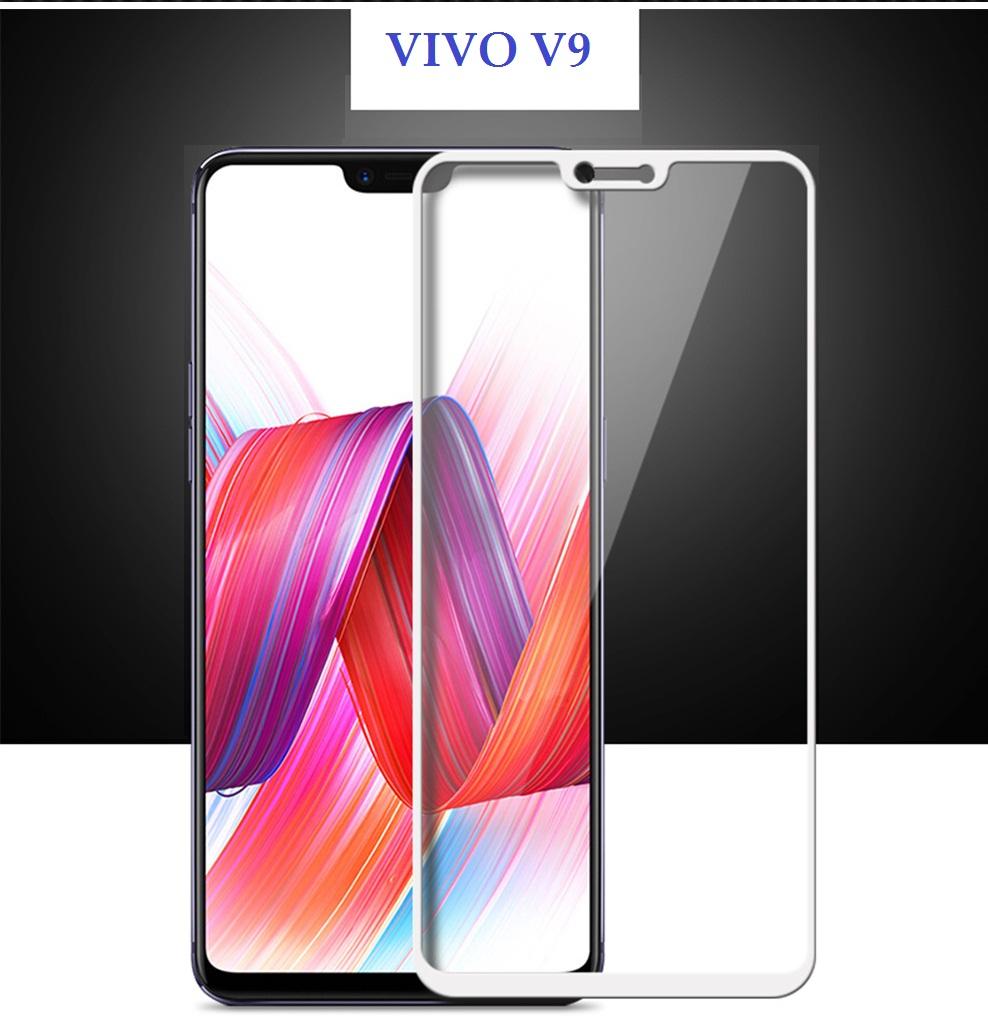 Candy Tempered Glass Vivo V9 Screen protector Frame (White)