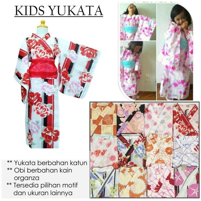 Kid39s Yukata Japan Summer Kimono Anak Cewe Obi