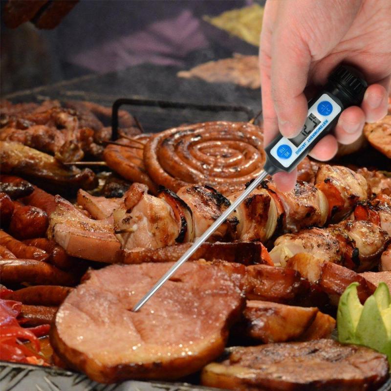 Electronic Digital Food Thermometer Meat Cake Candy Fry BBQ Food Temperature Household Thermometers with Long Probe,Blue - intl