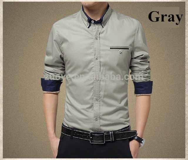 PAKAIAN BAJU KEMEJA PANJANG PRIA MODEL BARU FORMAL DAN CASUAL WARNA ABU-ABU PREMIUM QUALITY 9