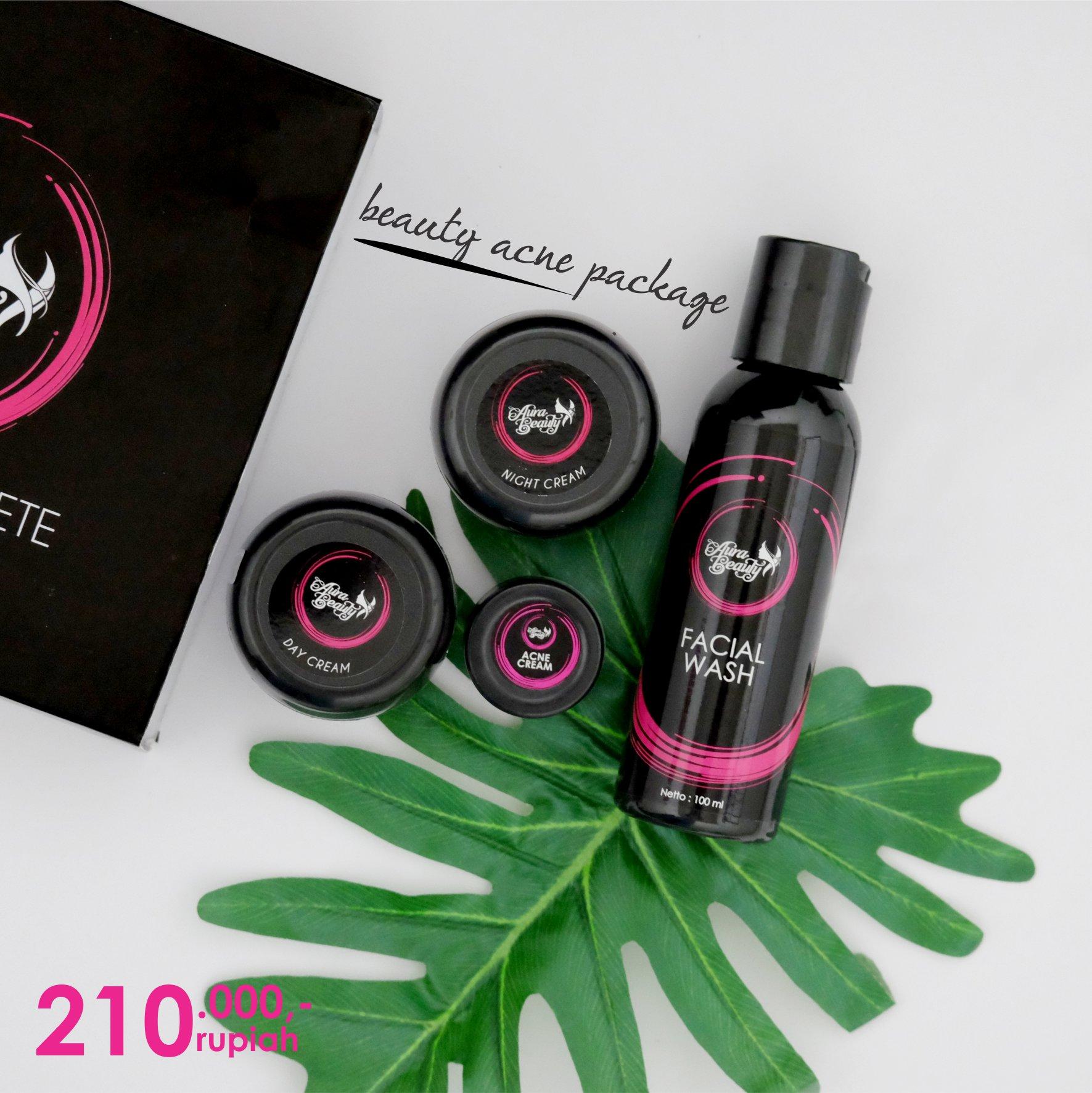 AURA BEAUTY Paket Beauty Acne 100% Aman BPOM Original BEST SELLER Cream Pagi Cream Malam Facial Wash Sabun Wajah Cream Acne Cream Jerawat Pemutih Wajah Pencerah Wajah Krim Jerawat Obat Jerawat