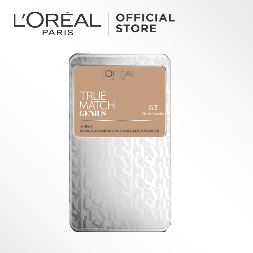 L'Oreal ParisTrue Match Genius Two Way Cake - G3 Gold Vanilla by L'Oreal Paris Makeup | Bedak Loreal Padat / Compact Powder Matte High Coverage For All Types of Skin / Semua Jenis Kulit Lightweight Ringan Blendable