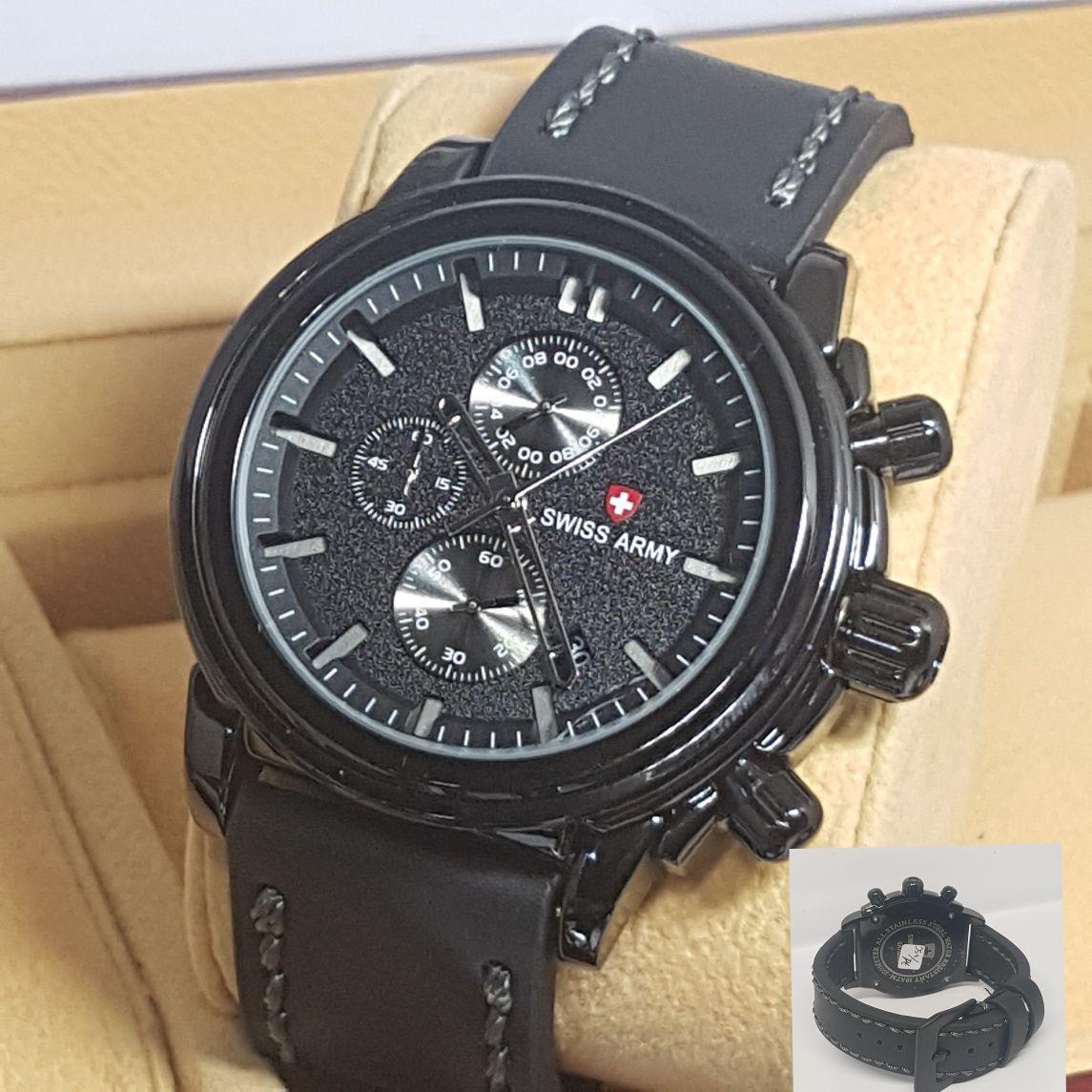 Swiss Army Fashion - Toko Grosir 1191 - Chrono aktif/Tanggal Aktif Free(Box Swiss Army Ekslusive) - Jam tangan Pria - Tali Kulit Terbaru