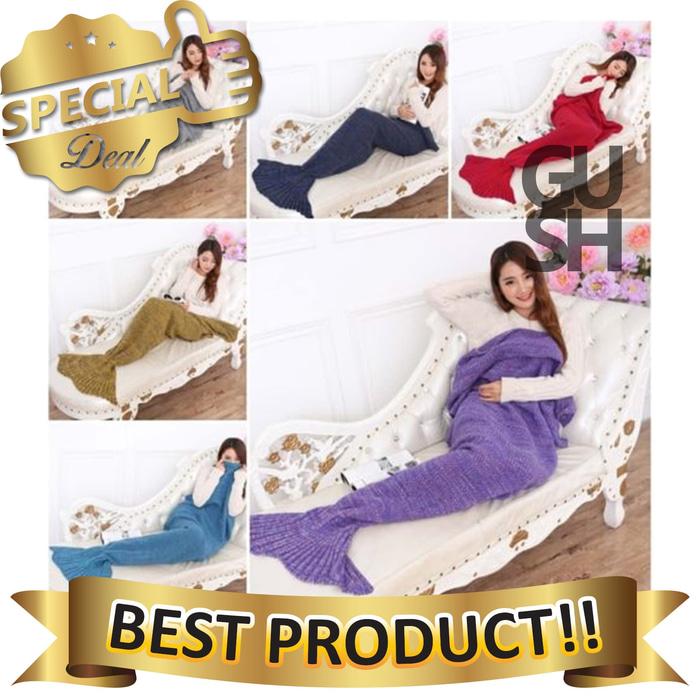 Selimut Putri Duyung Bahan Rajut 80 x 190 cm - RcvJwS