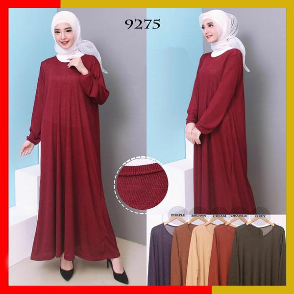 Baju Gamis Jumbo Polos Bahan Kaos Rib 4L 9275