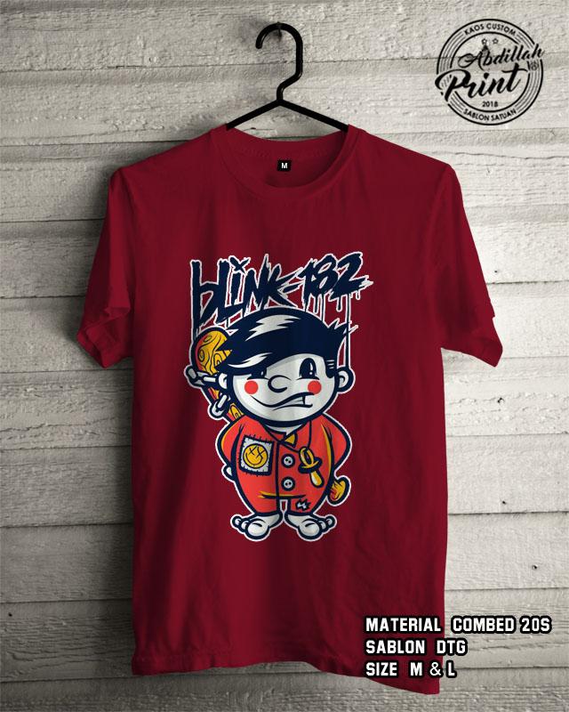 Kaos Distro Custom Design T Shirt Casual Atasan Pria Wanita Cotton Combed 20s Sablon DTG Quality Export - Animasi Blink - Marun