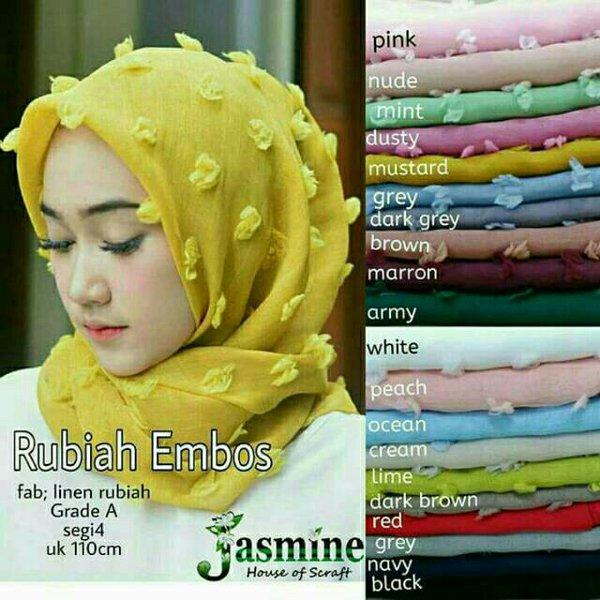 kerudung segiempat rubiah bahan linen paling murah